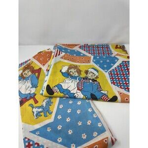 Raggedy Ann Andy Flat Sheet Cotton Patchwork Twin Vintage